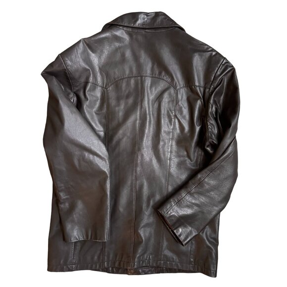 Vtg Western Leather Jacket Mens 42 Korea Vintage Brown Cowboy Peter Pan Collar - Picture 7 of 7